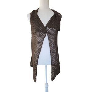 ​Beyond Threads Baby Alpaca Blend Brown Knit Vest Made in Peru Lagenlook Boho M